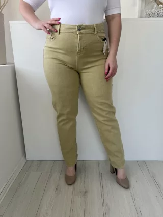   TU (L) Mustársárga Elől Gombos, Zsebes Szűkített Szárú, Farmer Nadrág