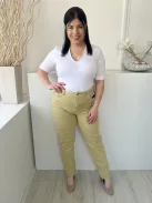 TU (L) Mustársárga Elől Gombos, Zsebes Szűkített Szárú, Farmer Nadrág