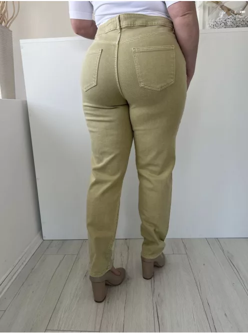 TU (L) Mustársárga Elől Gombos, Zsebes Szűkített Szárú, Farmer Nadrág