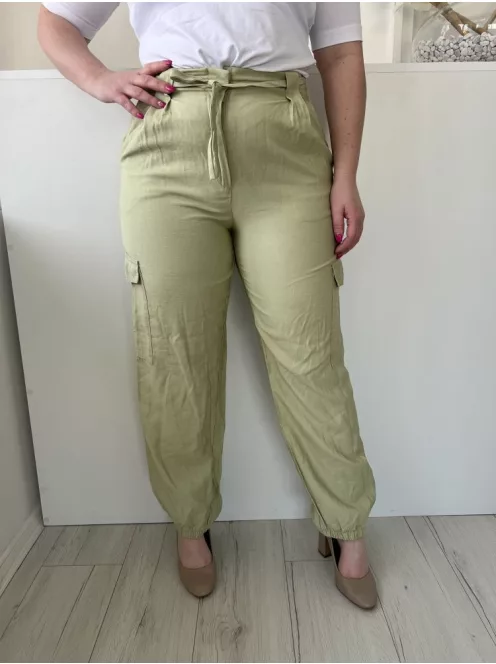 Primark (L) Világoszöld Elől Kapcsos, Derékban Megkötős Oldalt Zsebes, Gumis Aljú Nadrág