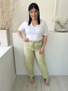 Primark (L) Világoszöld Elől Kapcsos, Derékban Megkötős Oldalt Zsebes, Gumis Aljú Nadrág