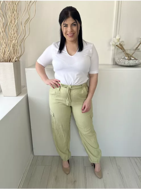 Primark (L) Világoszöld Elől Kapcsos, Derékban Megkötős Oldalt Zsebes, Gumis Aljú Nadrág