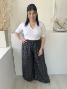  (XL) Szürke Barna-Fekete Foltmintás, Derékban Darázsolt Bőszárú Nadrág