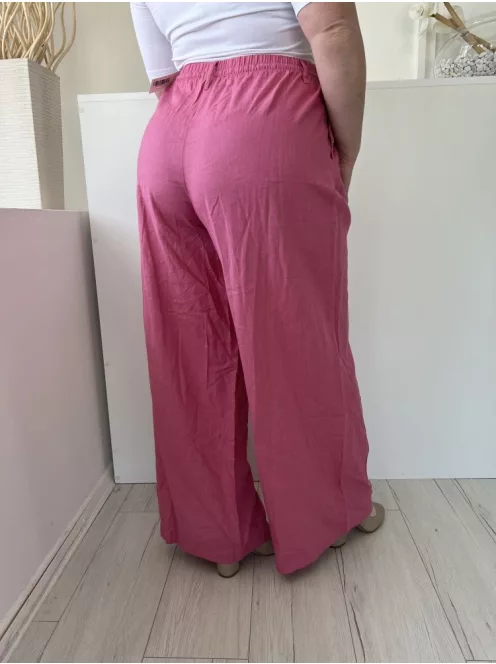 ZARA (L) Rózsaszín Derékban Összehúzható, Megkötős 52% Len Alapanyagú Nadrág