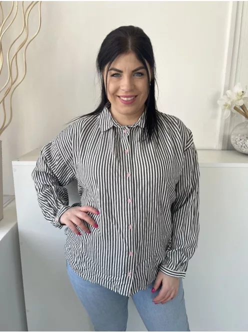 Oliver Bonas (M) Fehér Szürke Csíkos, Elől Végig Gombos Galléros, Gombos Ujjvégű Felső