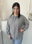 Oliver Bonas (M) Fehér Szürke Csíkos, Elől Végig Gombos Galléros, Gombos Ujjvégű Felső