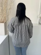 Oliver Bonas (M) Fehér Szürke Csíkos, Elől Végig Gombos Galléros, Gombos Ujjvégű Felső