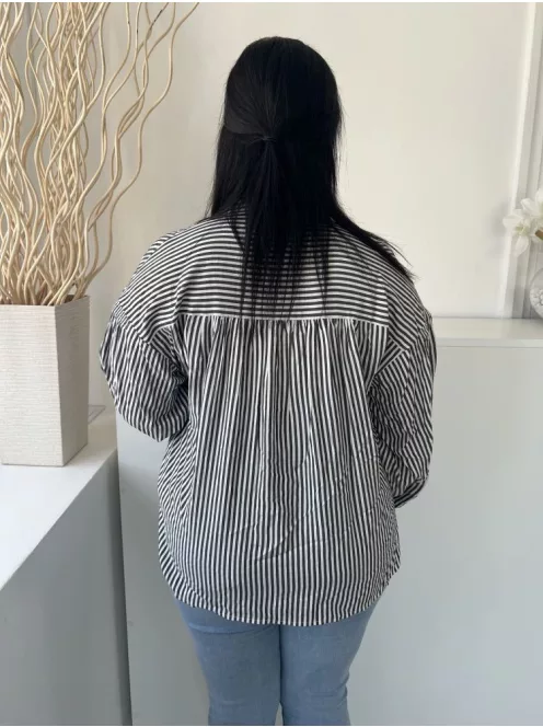 Oliver Bonas (M) Fehér Szürke Csíkos, Elől Végig Gombos Galléros, Gombos Ujjvégű Felső