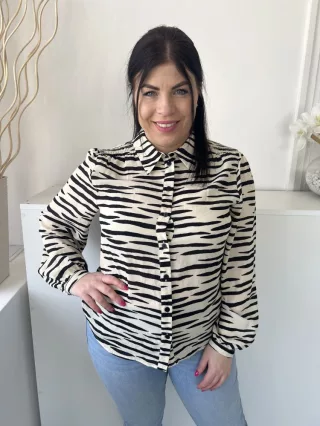    (M) Vajszínű Fekete Csíkos, Elől Végig Gombos Galléros, Vállán Ráncolt Felső