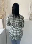 Next (M) Zöld Fehér Mintás, Csónak Nyakú Hosszított Fazonú Felső