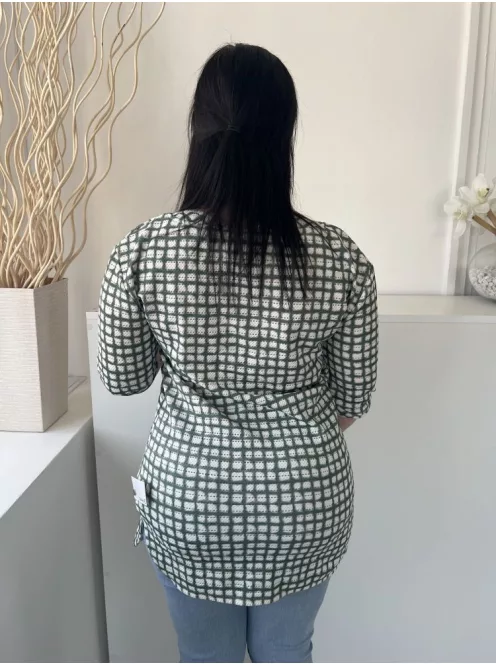 Next (M) Zöld Fehér Mintás, Csónak Nyakú Hosszított Fazonú Felső