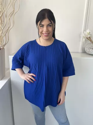   ÚJ Tedi Rose (L) Királykék Mellnél Cipzáros, Pliszírozott Denevér Ujjú Felső