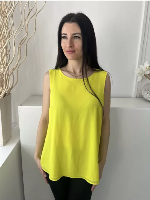 F&F (M) Neon Sárga Hátul Magasan Sliccelt Bélelt, Mellbevarrásos Felső