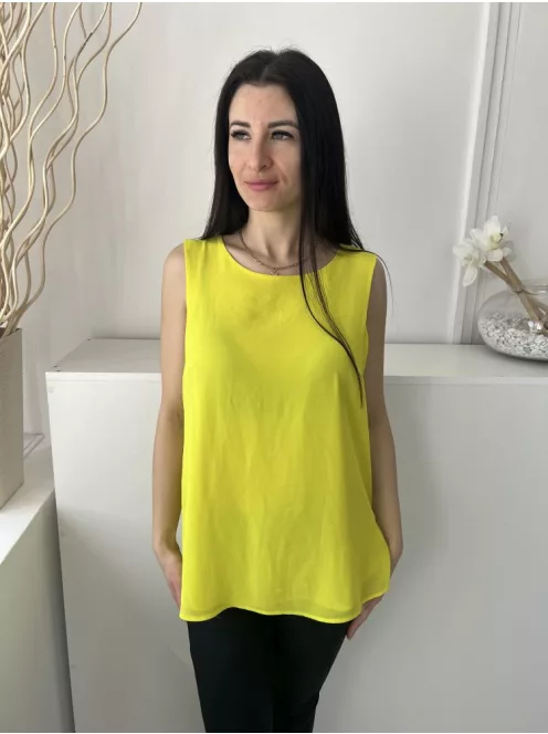 F&F (M) Neon Sárga Hátul Magasan Sliccelt Bélelt, Mellbevarrásos Felső