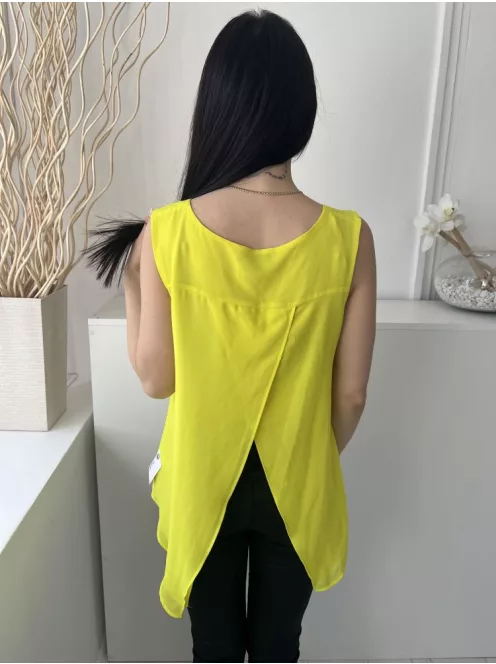 F&F (M) Neon Sárga Hátul Magasan Sliccelt Bélelt, Mellbevarrásos Felső