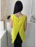   F&F (M) Neon Sárga Hátul Magasan Sliccelt Bélelt, Mellbevarrásos Felső