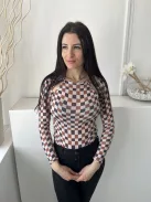 ÚJ Missguided (M) Fehér Barna-Fekete Kockás Mellnél Kivágott, Rugalmas Anyagú Body