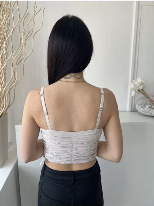 ÚJ Gilly Hicks (M) Halvány Szürke Merevítős, Pántos Rövid Fazonú Felső