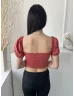   ZARA (S) Téglapiros Buggyos Ujjú, Gumírozott Vállú Rövid Fazonú Felső