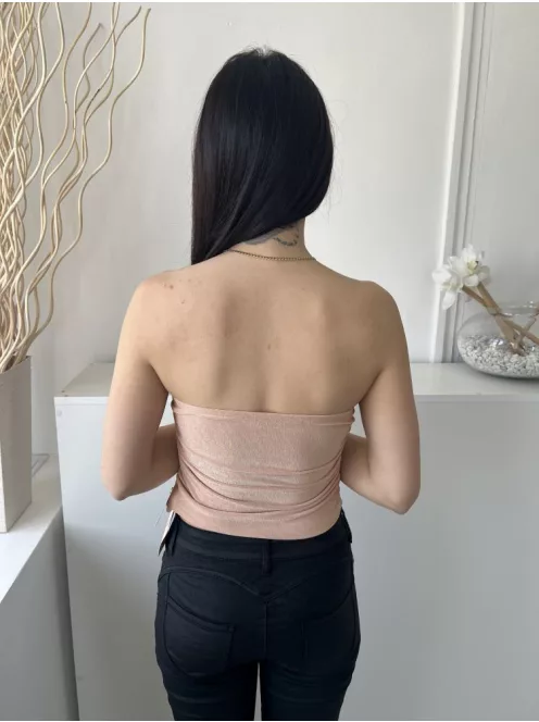 ÚJ Shein (S) Barna Elől Virágmintás, Oldalt Húzott Rövid Fazonú Felső