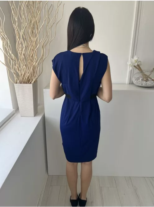 Whistles (M) Indigókék Hátul Cipzáros, Díszöves V Kivágáú, Derékban Szabott Ruha