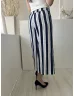   H&M (S) Fehér Sötétkék Csíkos Oldalt Cipzáros Bőszárú Nadrág
