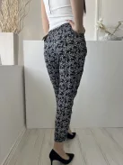 D&Z (S) Sötétkék Drapp Mintás, Gumisderekú Zsebes, Gumírozott Aljú Nadrág