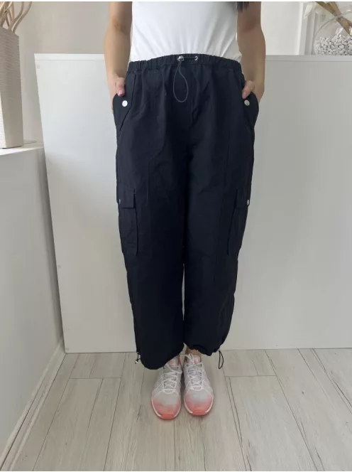 Next (S) Fekete Derékban Összehúzható, Oldalt Zsebes Susogós  Nadrág