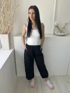 Next (S) Fekete Derékban Összehúzható, Oldalt Zsebes Susogós  Nadrág