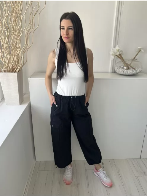 Next (S) Fekete Derékban Összehúzható, Oldalt Zsebes Susogós  Nadrág