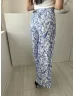    (S) Fehér Kék Virágmintás, Oldalt Cipzáros Zsebes, Bőszárú Nadrág