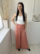 ZARA (XS) Fahéj Gumisderekú, Fodros Szegélyű Bőszárú Nadrág