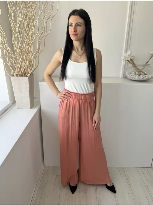 ZARA (XS) Fahéj Gumisderekú, Fodros Szegélyű Bőszárú Nadrág