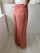 ZARA (XS) Fahéj Gumisderekú, Fodros Szegélyű Bőszárú Nadrág