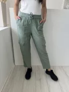 Primark (XS) Világos Khaki Gumisderekú, Díszmegkötős Oldalt Zsebes Nadrág