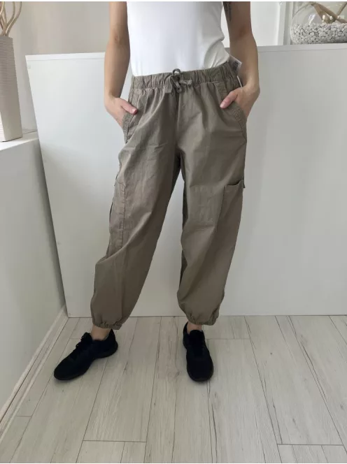 Primark (S) Khaki Derékban Összehúzható, Megkötős Oldalt Zsebes, Gumírozott Aljú, 98% Pamut Nadrág