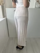 H&M (S) Drapp Darázsolt Derekú, Zsebes Enyhén Áttetsző, Bőszárú Nadrág