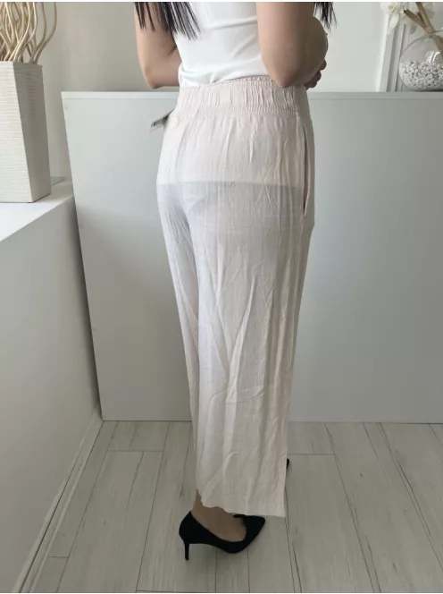 H&M (S) Drapp Darázsolt Derekú, Zsebes Enyhén Áttetsző, Bőszárú Nadrág