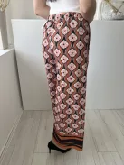 French Connection (XS) Fekete-Barna-Drapp Mintás, Oldalt Cipzáros Zsebes, Bőszárú Nadrág