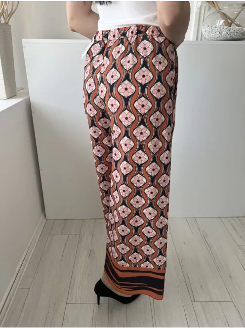 French Connection (XS) Fekete-Barna-Drapp Mintás, Oldalt Cipzáros Zsebes, Bőszárú Nadrág