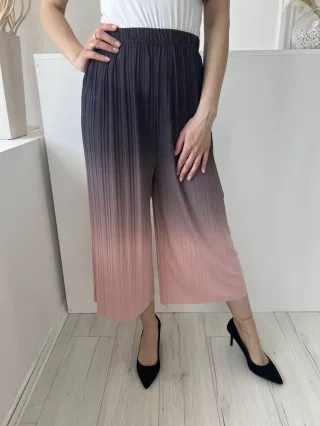    (S) Sötétlila-Rózsaszín Gumisderekú, Pliszírozott Bőszárú Nadrág