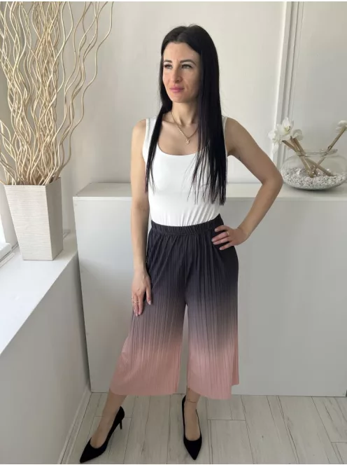  (S) Sötétlila-Rózsaszín Gumisderekú, Pliszírozott Bőszárú Nadrág