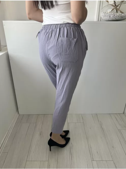  (XS) Szürkéskék Derékban Öszehúzható, Megkötős Zsebes Nadrág