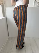 River Island (M) Kék-Narancs Csíkos, Hátul Gumisderekú Zsebes Nadrág