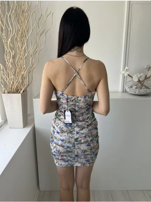 ÚJ Naanaa (M) Fehér Színes Mintás. Hálós Anyagú Bélelt, Oldalt Húzott, Pántos Ruha