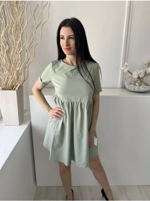 Shein (M) Almazöld Kerek Nyakú, Derékban Szabott Fodros Aljú Ruha