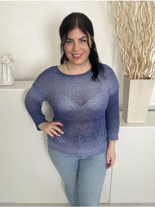 Per Una (L) Felhőkék Kötött, Áttetsző Csónak Nyakú, Oldalt Sliccelt Felső