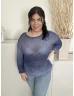   Per Una (L) Felhőkék Kötött, Áttetsző Csónak Nyakú, Oldalt Sliccelt Felső