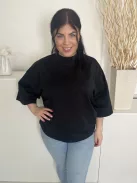 COS (L) Fekete Magasított Nyakú 100% Pamut Alapanyagú Felső