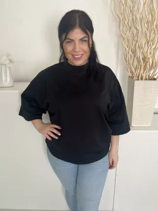   COS (L) Fekete Magasított Nyakú 100% Pamut Alapanyagú Felső